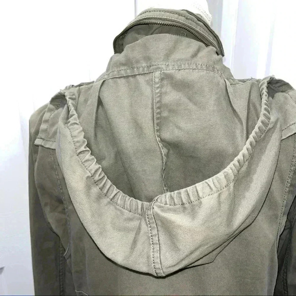 I HEART RONSON Military style utility jacket NWOT tie waist hooded olive - Picture 7 of 16